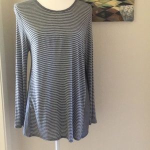 Lucky Brand Woven Striped Tee With Chambray Back